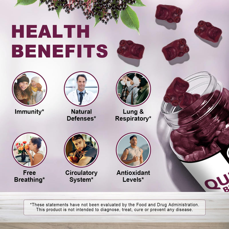 Quercetin Gummies with Bromelain 2378mg - Blend with Elderberry, Echinacea Purpurea Extract, Zinc, Vitamin C,D3,K2, Complex Supports Immune, Cardiovascular & Respiratory, Vegan Gummy for Adult & Kid | Quercetin Supplement with Echinacea for Cardiovascu...