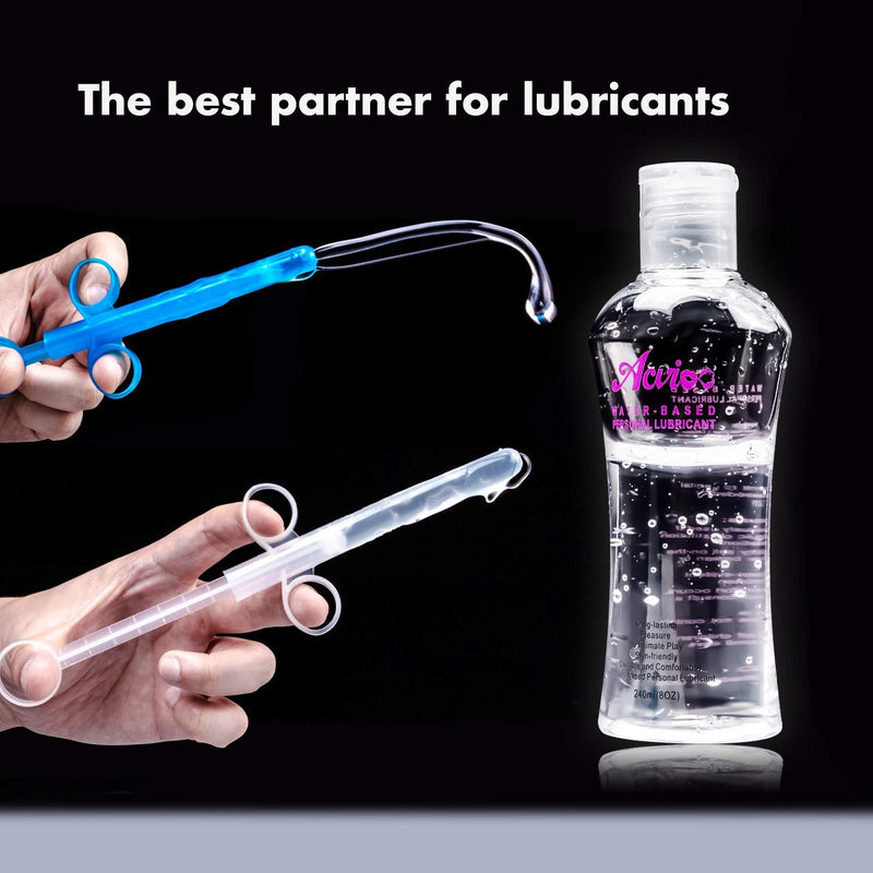[Australia] - Lube Applicator Syringe with Precise Scales, 6.5” Personal Lubricant Shooter with Air-Proof Silicone Cap, Reusable Durable Applied for Men, Women & Couples Blue+white 