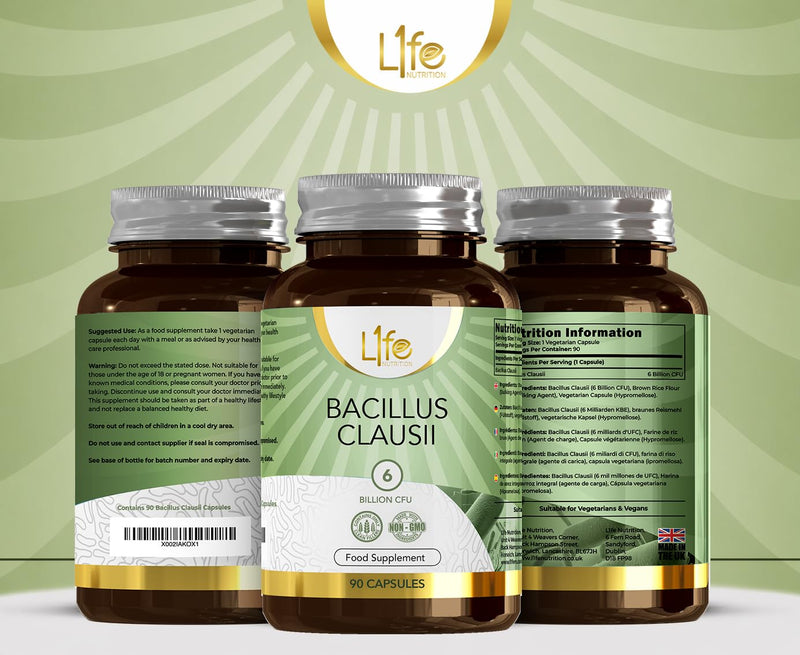 LN Bacillus Clausii | 90 High Strength Probiotics Supplements - 6 Billion CFU per Capsule | Bacillus Clausii Probiotic Capsules | Non-GMO, Gluten & Allergen Free | Made in the UK