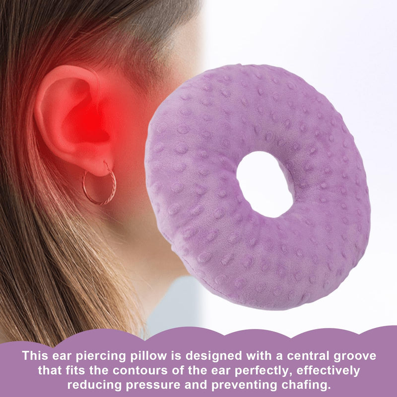 [Australia] - Ear Piercing Pillow, Soft and Comfortable Donut Pillow for Ear, Ear Pillows with Holes for Ear Pain, Piercing, Pain Relief Sleeping, Pressure Sore, Pillow with Ear Hole for Side Sleepers (Purple) Purple 