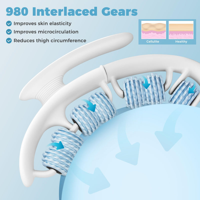 [Australia] - Cellulite Massage Tool, Fascia Blaster for Cellulite, Lymphatic Drainage Massager Relieve Muscle Soreness, Anti Cellulites Roller with Detachable Roller Handle to Massage More Areas (White) Whitw 