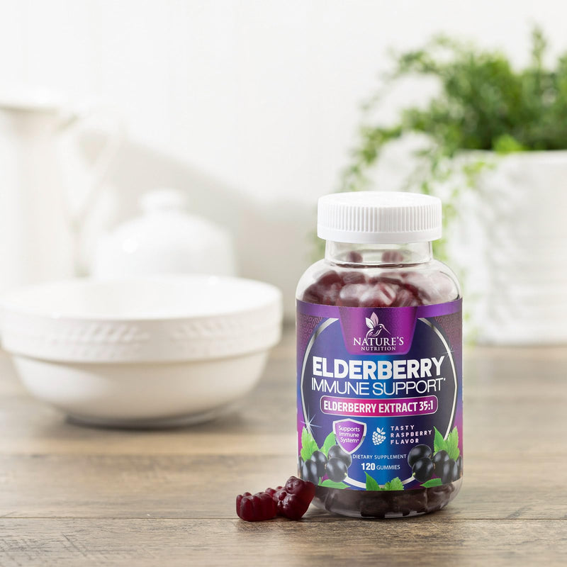 [Australia] - Nature’s Sambucus Elderberry Gummies, Immune Support for Kids and Adults, Super Concentrated 35:1 Extract, Equivalent to 4200mg of Elderberries - Black Elderberry Vitamin Supplement - 120 Gummies 120 Count (Pack of 1) 