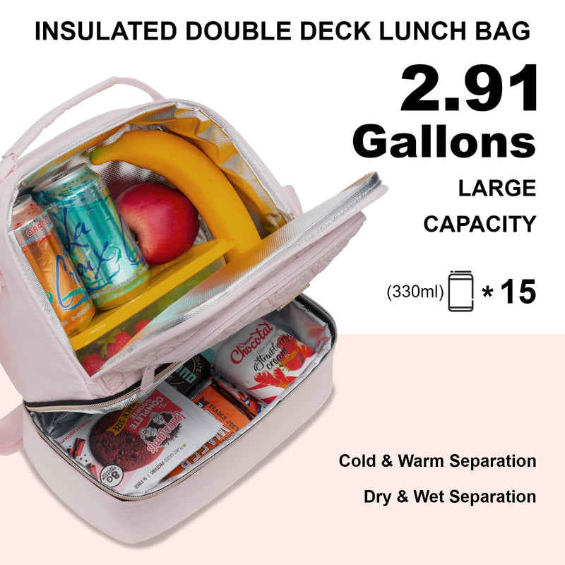 Everfun Hanging Travel Toiletry Bag for Women and 15 Can Insulated Double Deck Lunch Bag for Women Bargain Combination