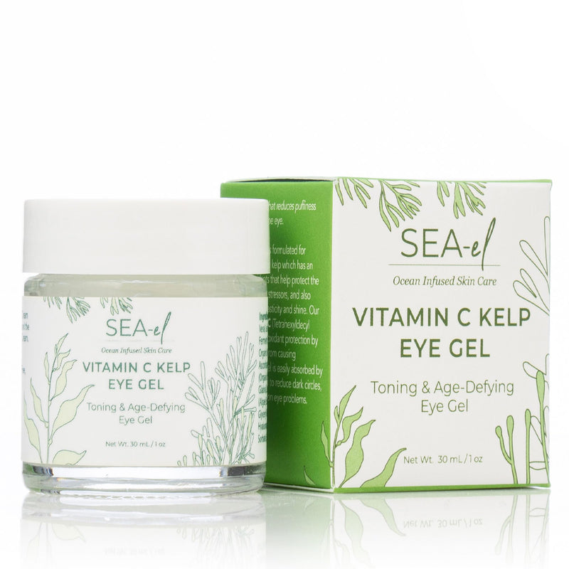 Vitamin C Kelp Eye Gel Toning & Age Defying Skincare for Puffiness, Under Eye Bags & Dark Circles Cooling Youthful Glow for Women & Men - 1 Oz