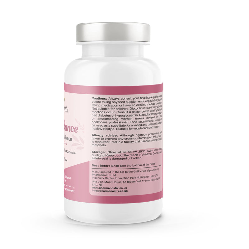 Pharmanostix Vaginal Balance 30 Capsules -10 Billions - L-rhamnosus, L-reuteri & Saccharomyces Boulardii- Friendly Active Bacterial Cultures Blend Providing Intimate Flora & UTI Support for Women - UK 30 count (Pack of 1)