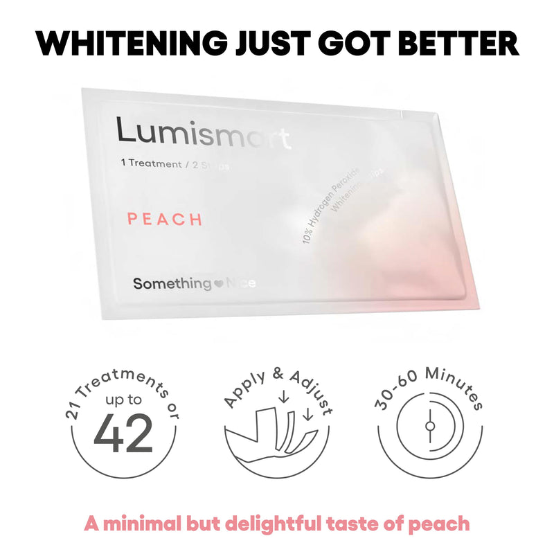 [Australia] - Something Nice Lumismart Whitening Strips - Dentist-Designed, Enamel Safe, up to 42 Treatments with Smart Adjust - Teeth Whitening Strips in Peach for Sensitive Teeth 