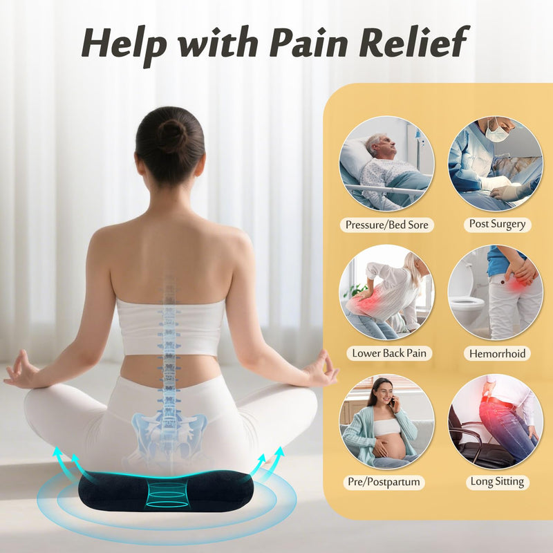 [Australia] - AOSSA Bed Sore Cushions for Butt Positioning Pillow, Pressure Ulcer Cushion, Donut Pressure Relief Pillow for Sleeping Position Wedge After Surgery Turning Back Body Leg Support Medical Seat Cushion Black 