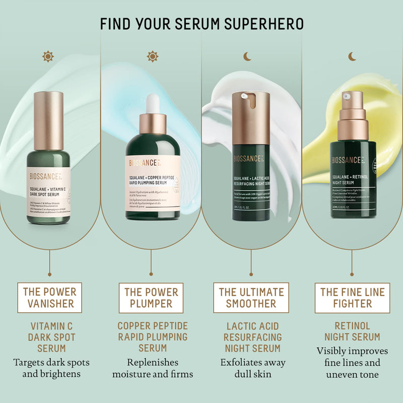 Biossance Squalane + Vitamin C Dark Spot Face Serum – 10% Vitamin C Serum & White Shiitake – Hydrating, Fragrance-Free, Non-Irritating, for Daily Use for All Skin Types 1.01 Fl Oz (Pack of 1)