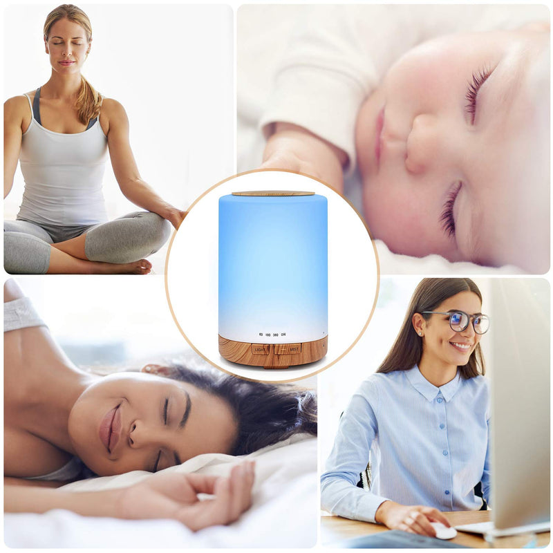 [Australia] - Aroma Diffuser, 300ML Quiet Ultrasonic Humidifier Fragrance Oil Diffuser, Waterless Automatic Shut-Off, with 7 Colors LED, BPA-Free Aromatherapy Fragrances Humidifier for Room, Office, Yoga, Spa, etc. Brown 