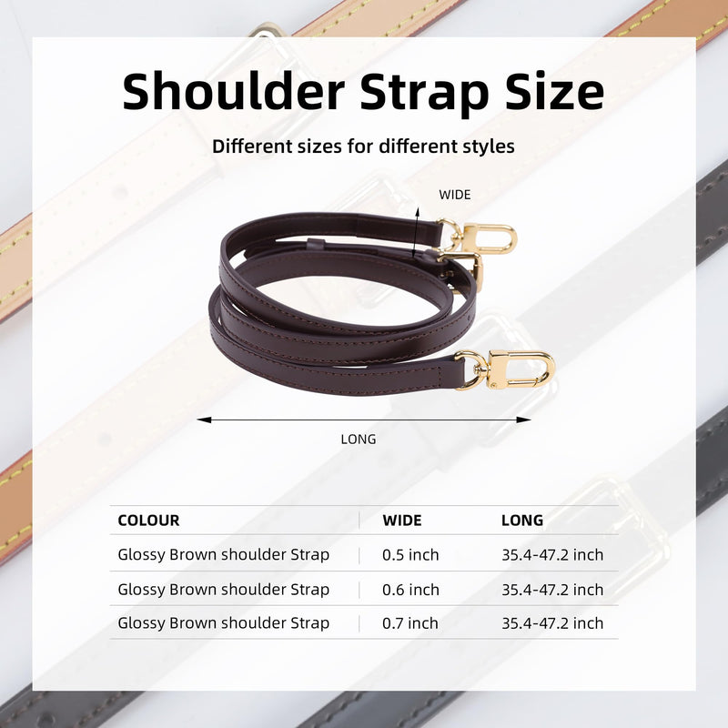 DGAZ Leather Shoulder Strap for Speedy Bag | Natural Vachetta Cowhide,Soft and Flexible,Handmade,Adjustable Crossbody Strap Glossy Brown 0.47 Inch Wide