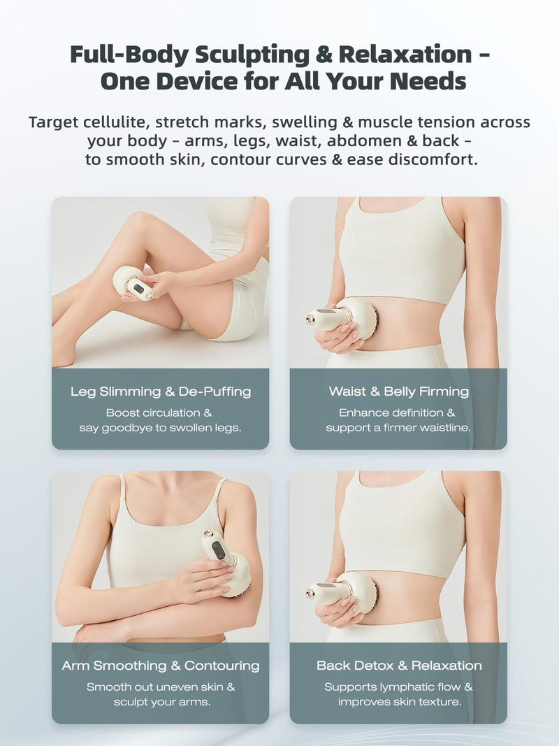 Lymphatic Drainage Massager & Body Sculpting Machine, Cellulite Massage Tool, Helps Reduce Stretch Marks & Cellulite for Legs, Arms & Belly, with Light, Heat & Vibration