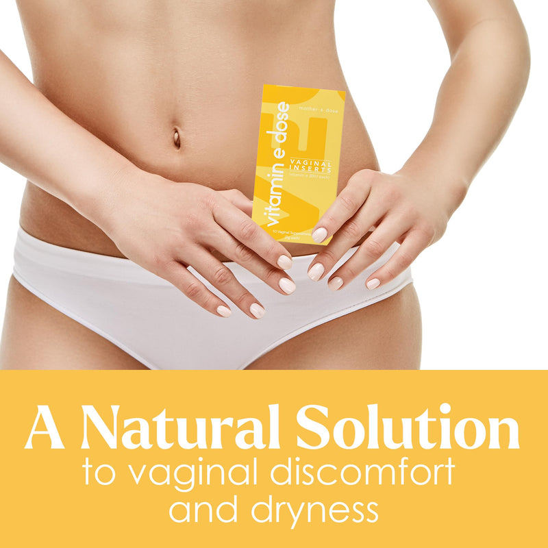 Mother's Dose Vitamin E Suppository 30 IU Each- Vaginal Moisturizer Hormone Free Moisturizer-10 Individually Sealed Inserts - 1 Month Supply USA Made