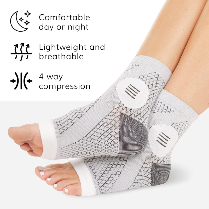 BraceAbility Neuropathy Socks (3 Pairs) - Multipack Peripheral Compression Diabetic Toeless Foot Sleeves for Nerve Damage in Feet, Ankle Gout, Plantar Fasciitis Relief for Men and Women (M - Gray) Medium Gray - Standard - 3 Pairs