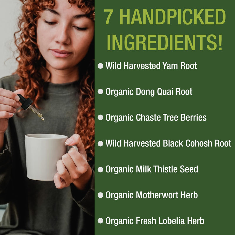 [Australia] - Menopause Supplements 7-In-1 Liquid Drops. 7 Herbal Ingredients for Hot Flashes Menopause Relief. Vegan, Zero Sugar Support for Women. Yam Root, Organic Dong Quai + Chaste Tree Berries, Black Cohosh 