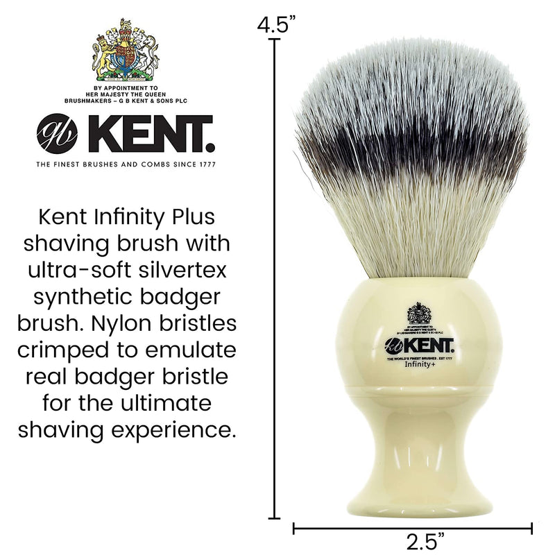 [Australia] - Kent Infinity Plus Shaving Brush with Ultra-Soft Silvertext Synthetic Badger Brush - Perfect Lather and Shaving Brush made for Shave Cream and Shaving Soap - Kent Luxury Shaving Since 1777 INF Plus 