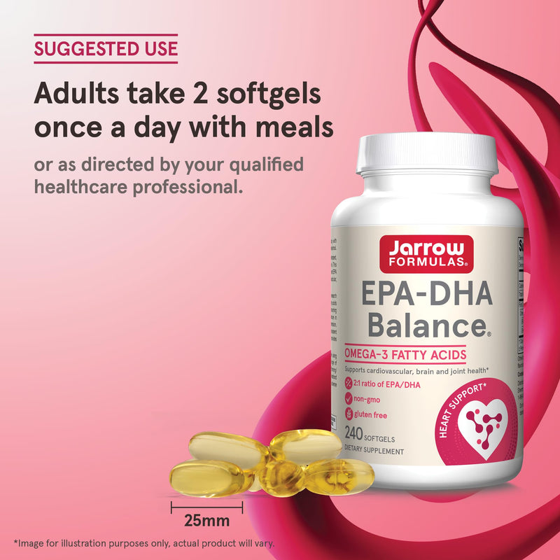 [Australia] - Jarrow Formulas EPA-DHA Balance, 1,200 mg Omega-3 Fatty Acids for Cardiovascular Support, 240 Softgels, 120 Day Supply Unflavored 240 Count (Pack of 1) 