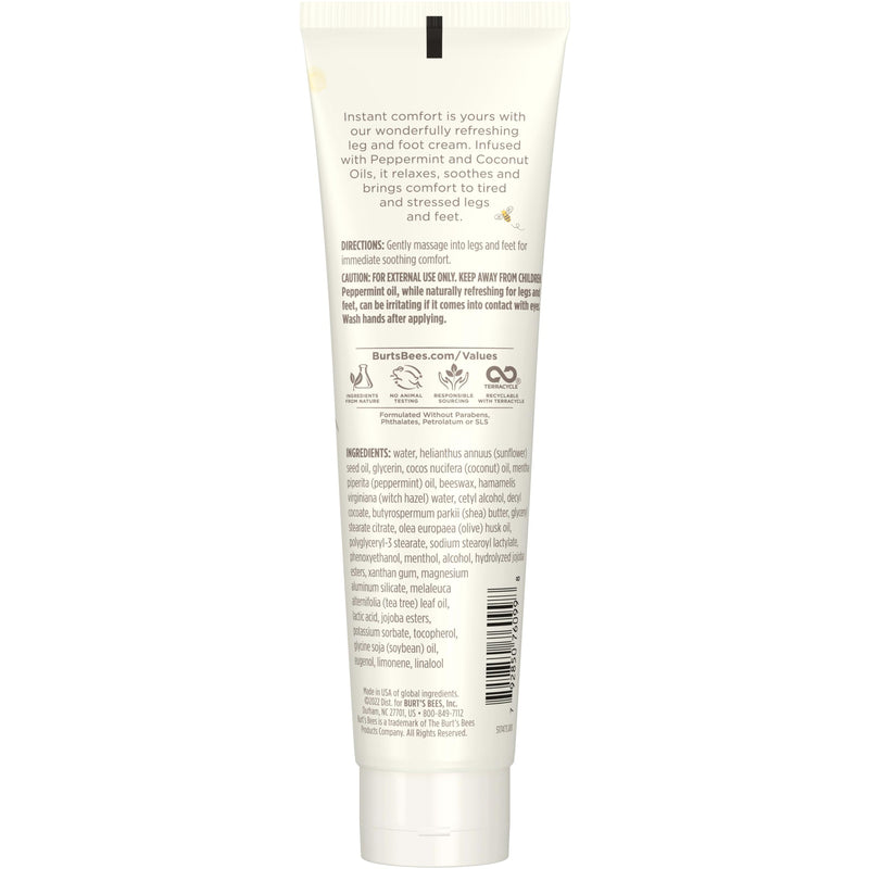 Burt's Bees Mama Bee Leg and Foot Cream, Soothing Formula with Peppermint and Coconut Oil, Fragrance Free, 99% Natural Origin, 3.38oz Fresh 3.38 Fl Oz (Pack of 1)