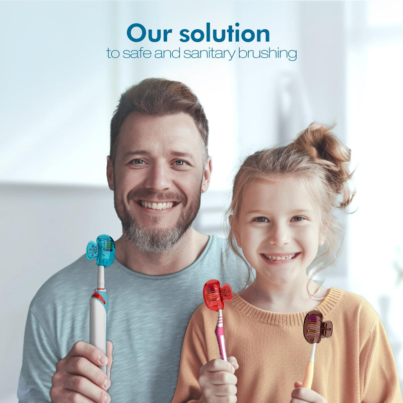 [Australia] - Nincha Snap-on Toothbrush Head Cover for Manual and Powered Toothbrush - Multiple Colors -Pack of 6 Red, Blue, Brown,Purple,Pink,Green 