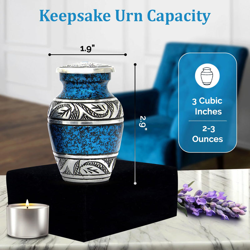 [Australia] - Graceful Small Urns for Human Ashes Keepsake – Elegant Cremation Urn – Tiny Urn Keepsakes for Women – Mini Urns for Ashes for Cherished Memories (Blue, Set of 4) Blue 