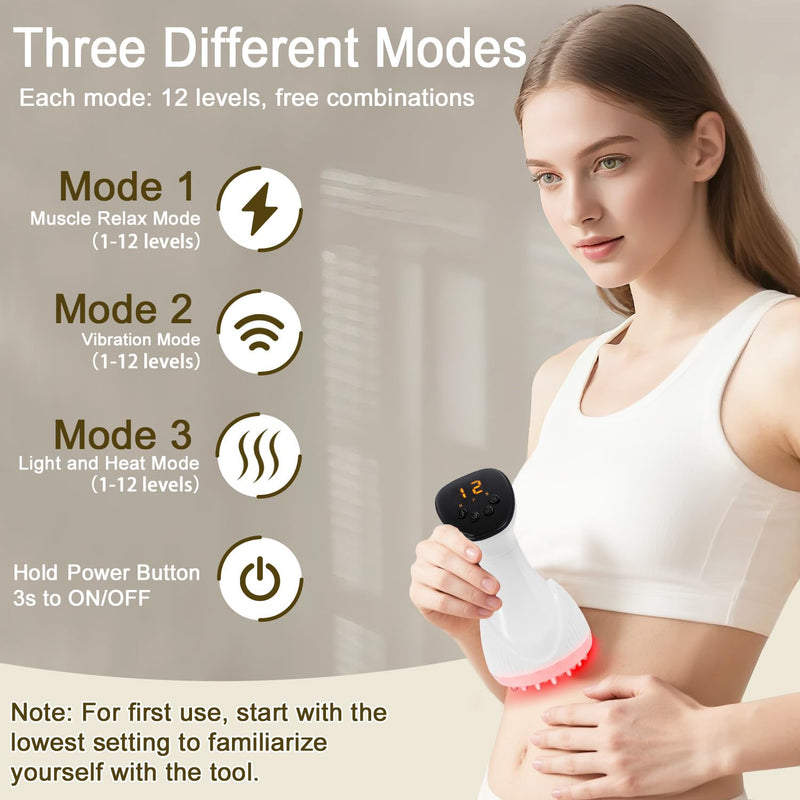 [Australia] - 2025 Upgraded Lymphatic Drainage Massager Body Sculpting Machine Helps Reduce Stretch Marks & Cellulite for Legs, Arms & Belly Anti Cellulite Massage Tool with Light Heat & Vibration 