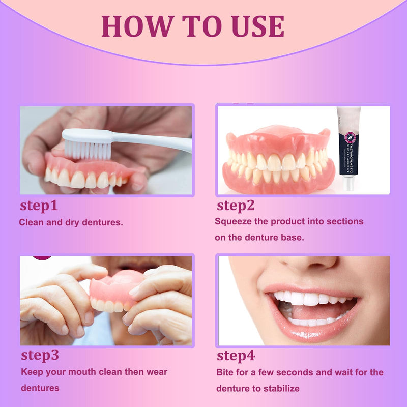 [Australia] - 2PCS Thermoplastic Denture Adhesive, Extra Strong and Durable Denture-Adhesive, Ultra Max Hold Adhesive, Can Last Up to 4 Days, Suitable for All Ages 