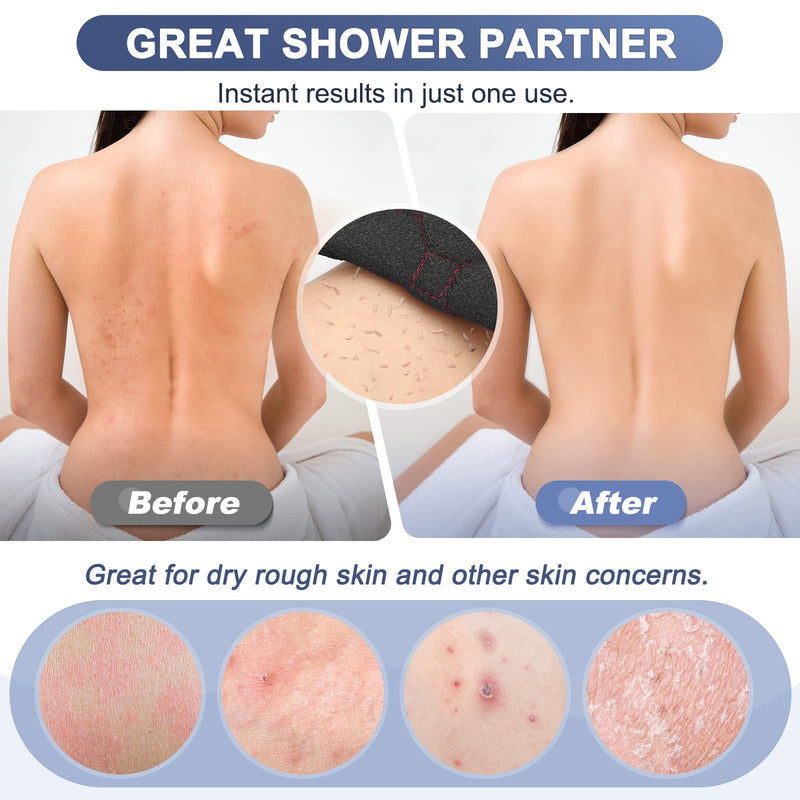 [Australia] - Exfoliating Back Scrubber with Handles, 38.5 Inch Double-Sided Back Exfoliator Body Scrub Towel, Exfoliating Washcloth Bath Tool for Use in Shower, Back Washer to Deep Clean Your Skin for Men & Women Black (38.5*4.1 Inch) 