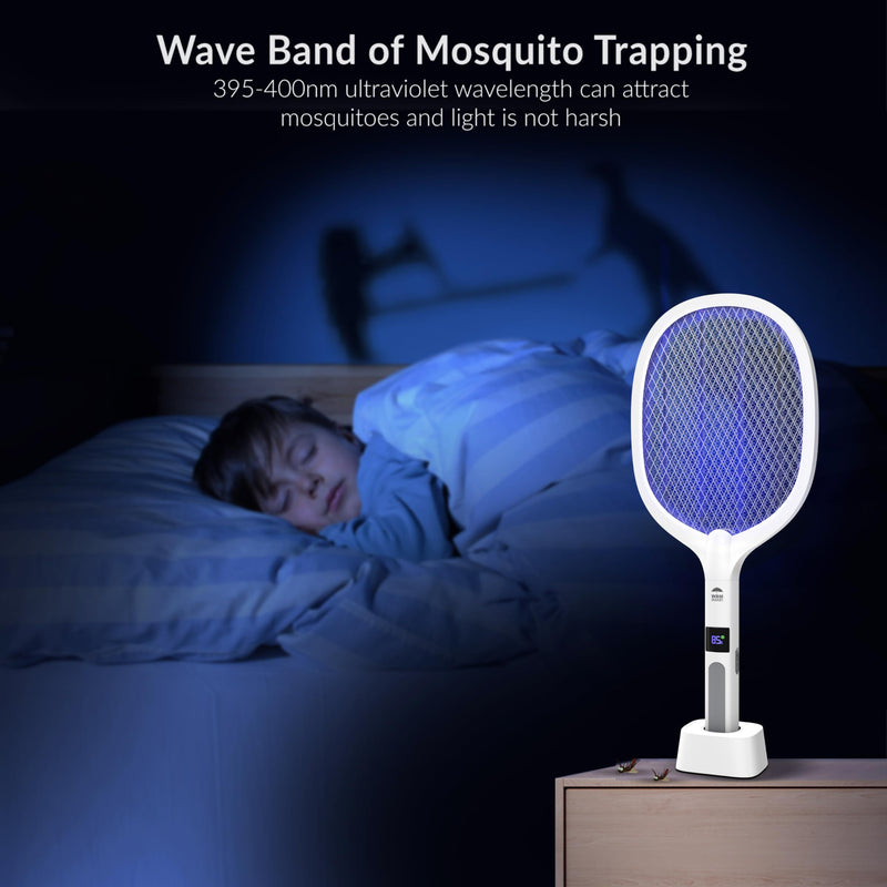 [Australia] - 2 in 1 Electric Bug Zapper, Mosquitoes Trap Lamp & Racket, USB Rechargeable Electric Fly Swatter for Home and Outdoor Powerful Grid 3-Layer Safety Mesh Safe to Touch 