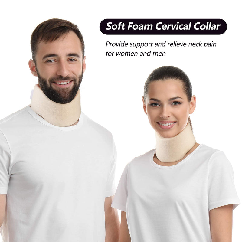 [Australia] - Cozyhealth Soft Foam Neck Support Universal Neck Brace Adjustable Neck Support for Sleeping Relieves Neck Pain and Spinal Pressure (White, 2.5" Deep Collar, M) 