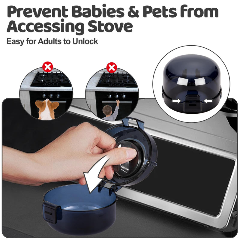 [Australia] - 6PCS Baby Child Proof Stove Knob Safety Covers, Gas Stove Knob Locks Covers, Oven Knob Covers for Child Safety, Knob Locks Covers for Stove Handle Oven Gas Burners for Kids and Pets(L) Large Black 6PCS 