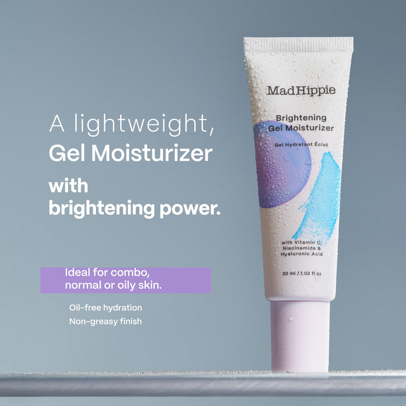 Mad Hippie Facial Moisturizer, Brightening Gel with Vitamin C, Niacinamide & Hyaluronic Acid – Oil-Free Moisturizer for Oily Skin, Acne-Prone Skin Care, 1.02 Fl Oz