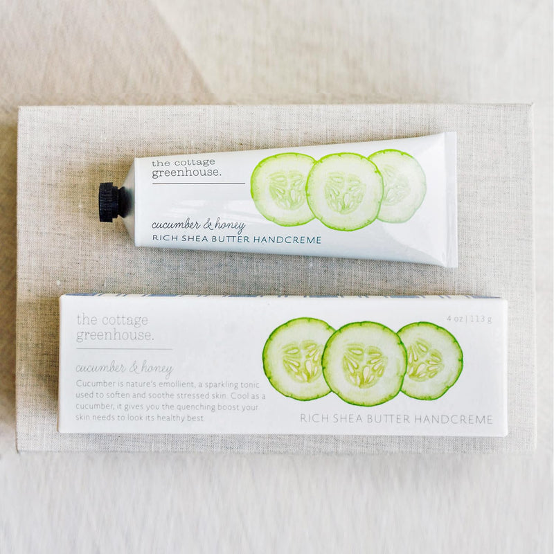 [Australia] - The Cottage Greenhouse Cucumber & Honey Handcreme, 4 oz, Hydrating & Moisturizing Hand Cream for Dry, Cracked Hands, Luxury Purse Essential Lotion for Women 
