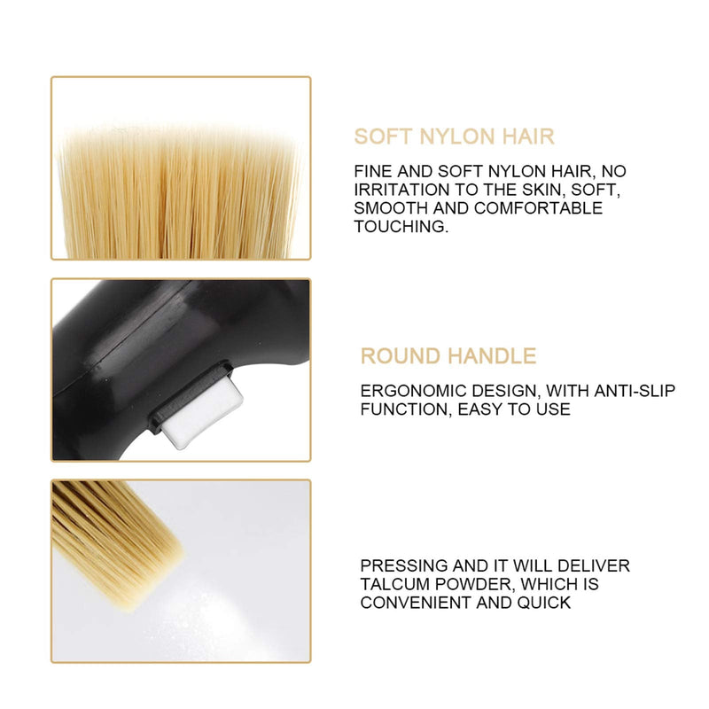 Neck Duster, Soft Barber Powder Brush Haircutting Cleaning Brush Hairbrush Neck Duster with Powder Dispenser for Neckline and Ears After Haircut(White)