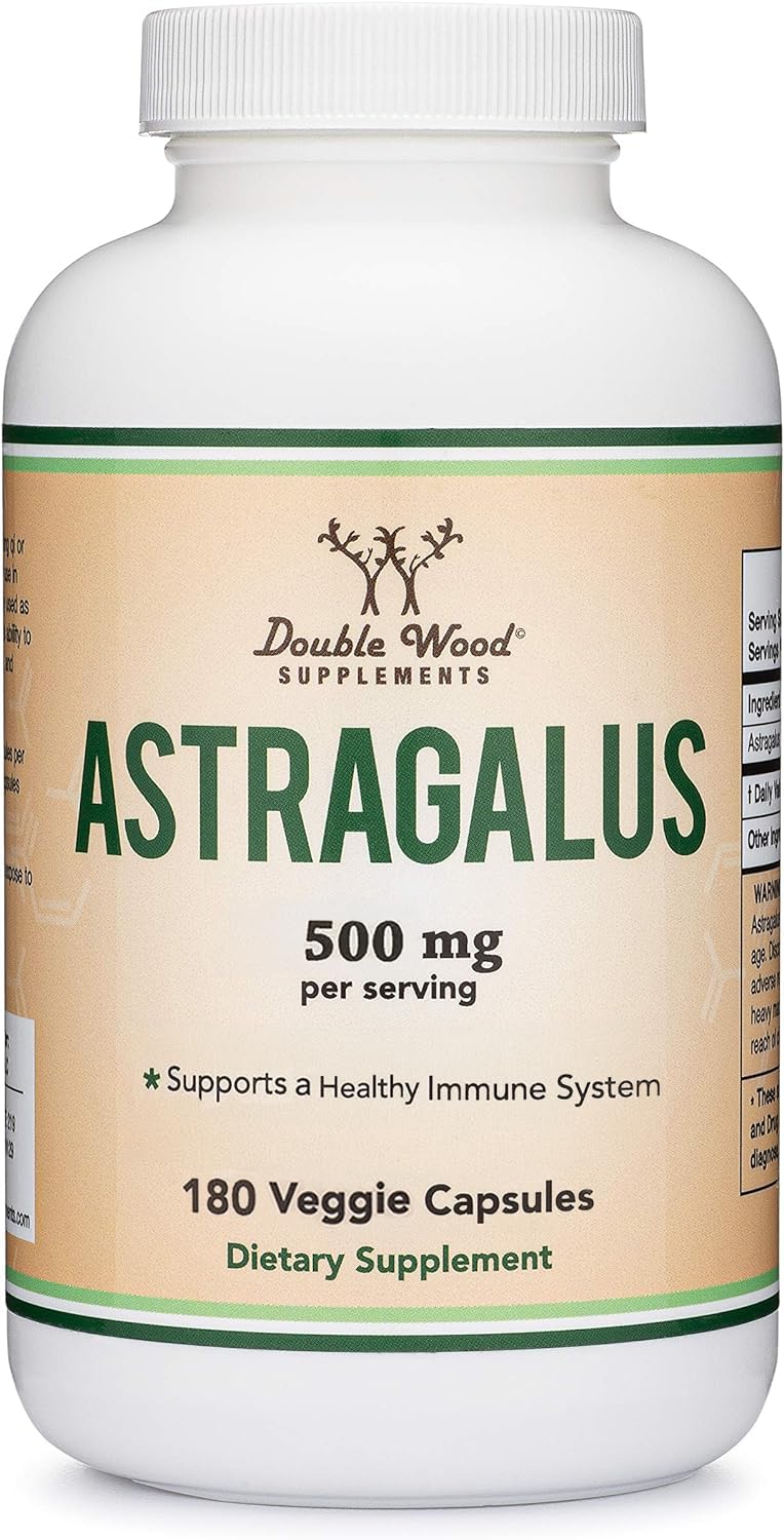 [Australia] - Double Wood Supplements Immune Boosting Astragalus 500mg 180 Capsules - Rich in Flavonoids and Polysaccharides - Non-GMO, Gluten Free, Third Party Tested 