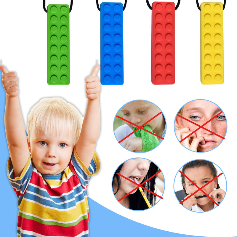 [Australia] - Chew Necklace, Autism Chew Necklace (4PCS), Sensory Necklace Set, Chew Necklaces for Sensory Kids, for Biting Needs, Autistic, ADHD, Oral Motor (100% Food Grade Silicone), for Boys and Girls 
