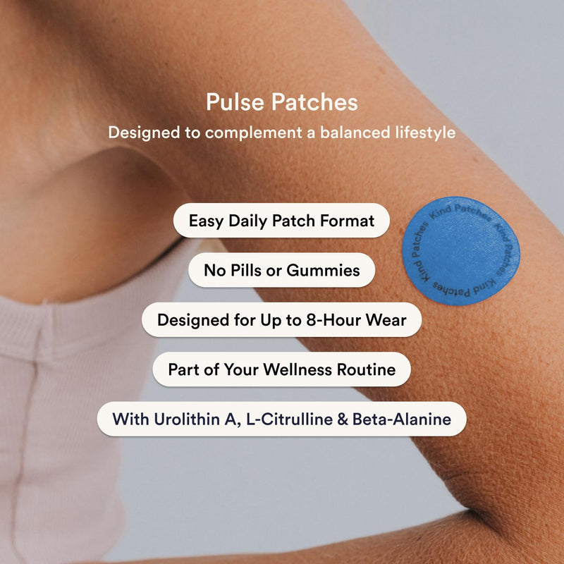 Kind Patches | Pulse Patches | Workout, Energy & Focus Support | 30 Vegan Patches | 1 Month Supply 30 Patches (1 Pack)