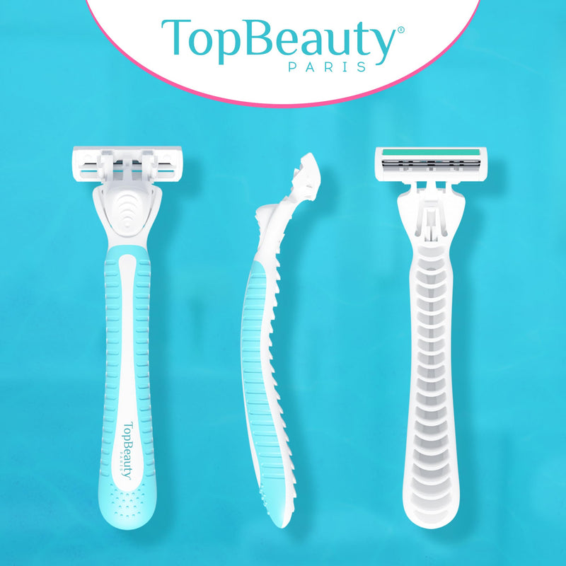 [Australia] - Paris Slim Razors for Women - Manual Razor with Refills (3 Handles + 57 Replaceable Cartridges) - 3-Blades Technology - Beautiful Price - Bikini Razor - Soft Shave & Loving Care 3 Handles + 57 Refills 