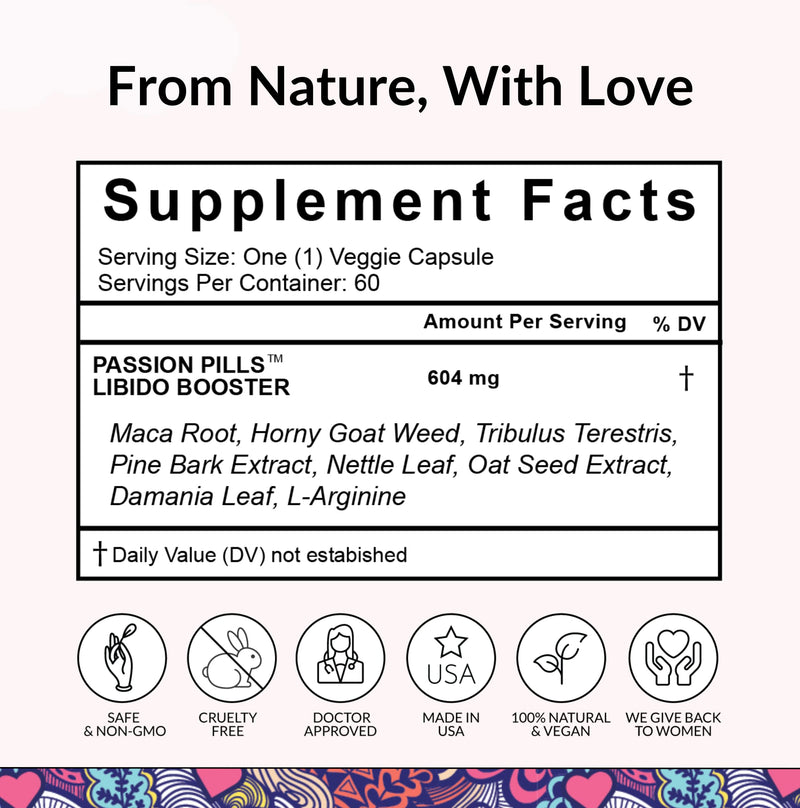 [Australia] - Flower Power 'Passion Pills' Potent Libido Booster for Women | Comprehensive Women's Libido Enhancer | Dynamic Energy Booster for Women - 60 ct Vegan 