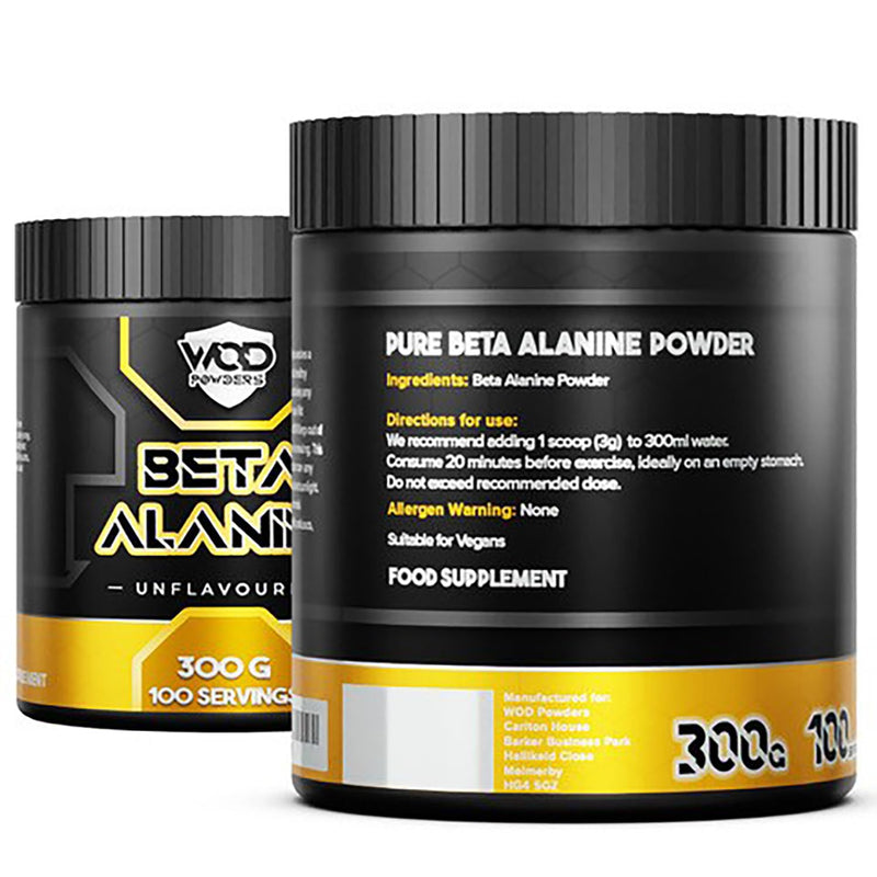 Beta Alanine Powder 300g - Unflavoured Beta Alanine for Functional Fitness | Scoop Included | Enhances Training Duration & Performance | Backed by Athletes - WOD Powders - 300g