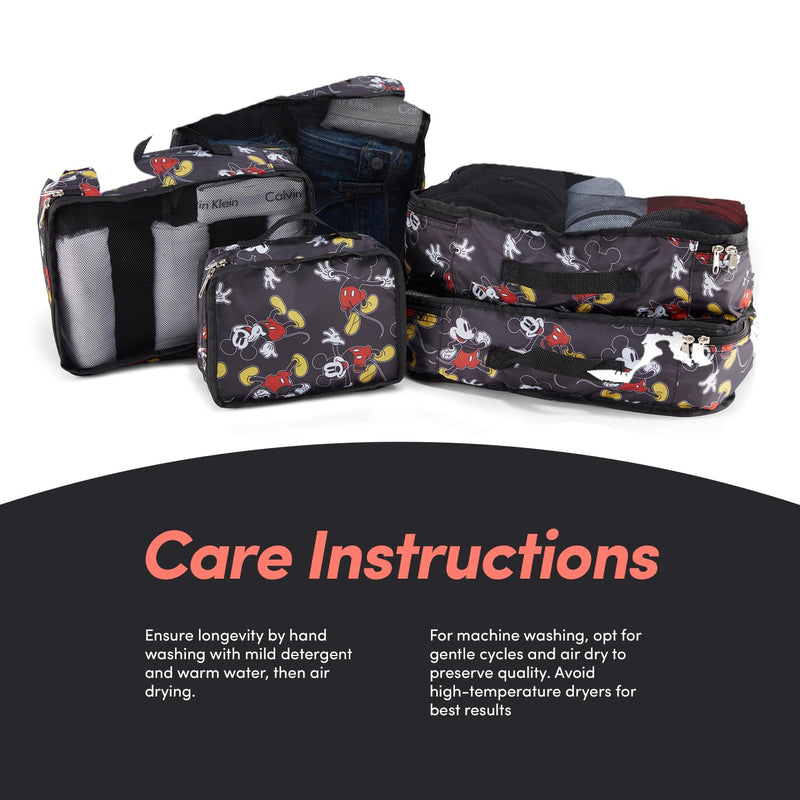 Disney Minnie Mickey Stitch Packing Cubes - Winnie the Pooh, Princess Cinderella, Cars, Toy Story 5 Piece Packing Cubes Compression - Travel Essential - Luggage Suitcase Organizer Set Black