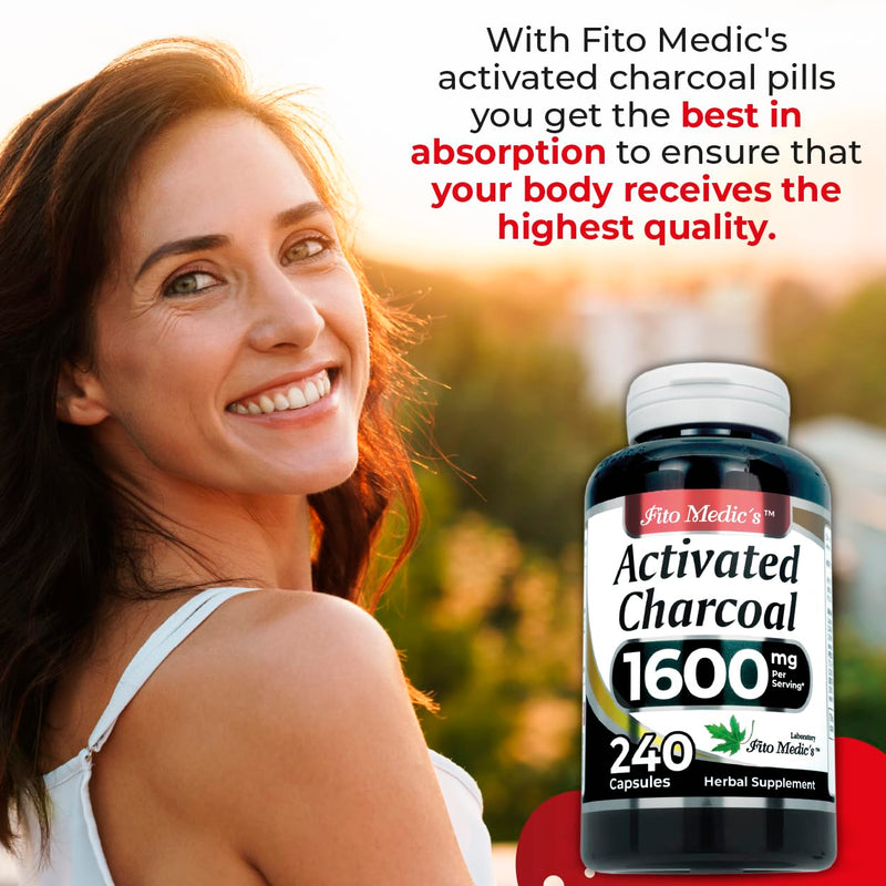 [Australia] - FITO MEDIC'S Lab | activated charcoal pills| 1600 mg per serving | 240 Caps | activated charcoal | charcoal capsules| charcoal pills| Ultra high Absorption, s. 