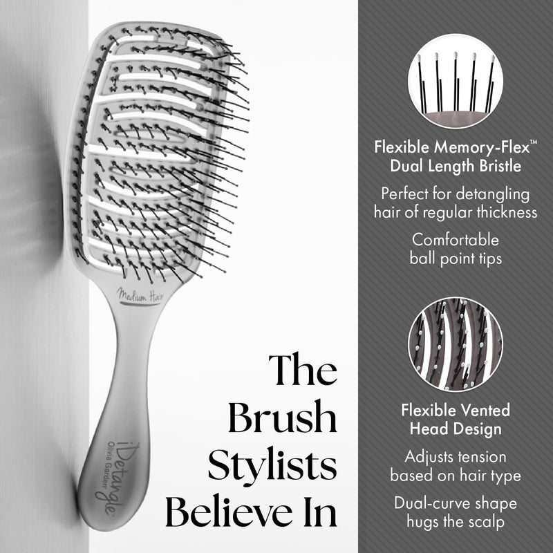 Olivia Garden iDetangle Hair Brush - Dual-Curve Shape, Adjusts Tension by Hair Type 3-Piece Kit