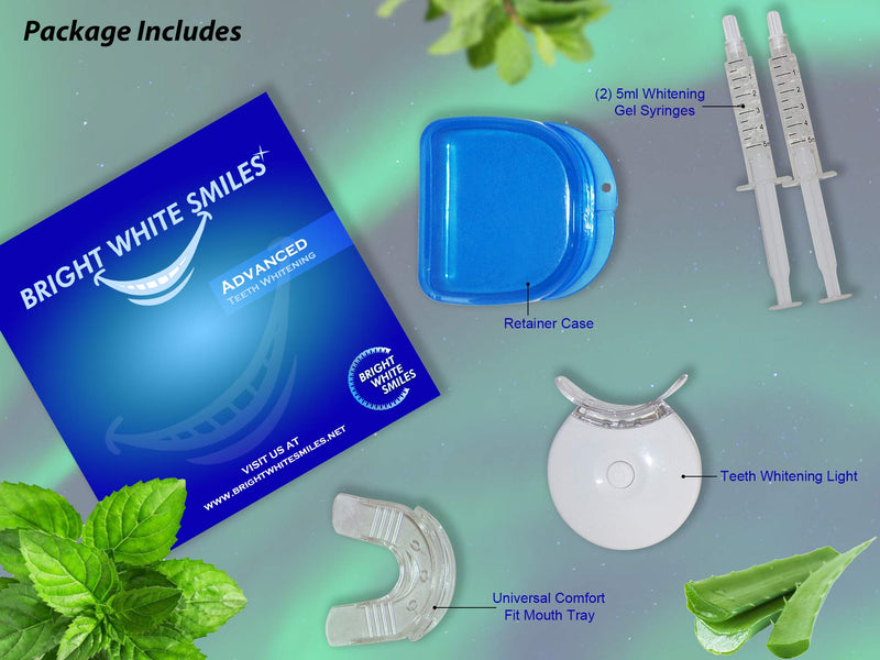 [Australia] - Bright White Smiles Teeth Whitening Kit | LED Light Activated Teeth Whitener | with 2X 5ml 35% Carbamide Peroxide Gel Syringes | Comfort Fit Mouth Tray & Case | for Home Use | Professional Results 