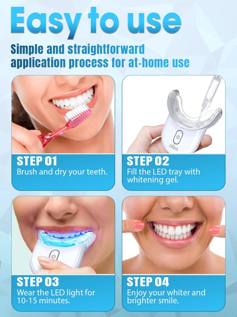[Australia] - Teeth Whitening Kit with LED Light - White Sensitive Tooth 35% Carbamide Peroxide Gel Pen Dental Mouth Trays Whitener Professional Bright Brace Product System for Home Work Travel 