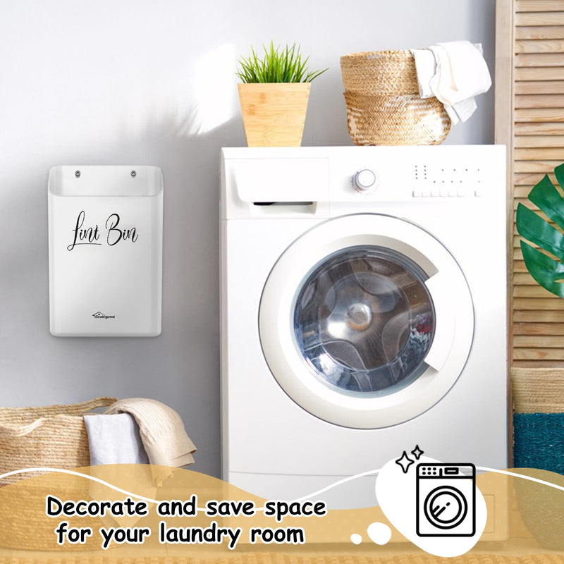 [Australia] - Sealegend Magnetic Lint Bin Lint Trash Can for Laundry Room Organization and Storage Dryer Lint Bin Decor Wall Mounted Space-Saving, Gray White 