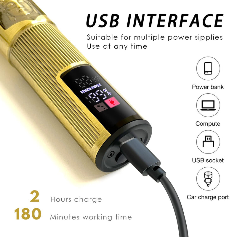 [Australia] - m MU Hair Clipper, Display LCD Pro Rechargeable Contour Hair Trimmer with Guide Combs, T-Outliner Cordless Long Hair Trimmer for Hairdressers, Professional Beard Trimmer Men Bronze 