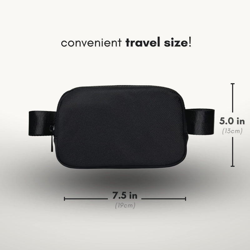 Boutique Belt Bag | Crossbody Fanny Pack for Women | Fashionable Cute Mini Everywhere Bum Hip Waist Pack | Small Fashion Travel Chest Bag | Matte Black | Adjustable Small Strap Black Midnight Small Strap Length