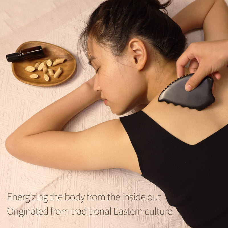 [Australia] - Gua Sha Facial Tools, Natural Bian Stone Gua Sha Jade Scraping Massage Tool, Body Gua Sha Stone with Comb, Large GuaSha Set for Traditional Acupuncture Therapy(Pear-Shaped) Pear-Shaped 