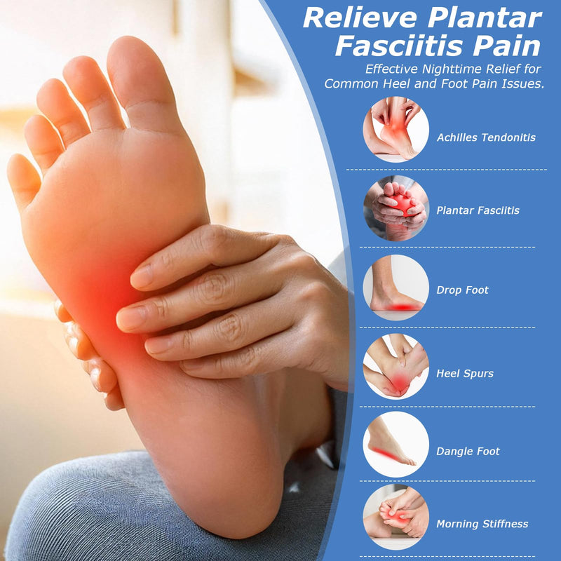 [Australia] - Plantar Fasciitis Night Splint with Massage Ball & Arch Pads, Foot Brace Support for Achilles Tendonitis, Foot Drop & Heel Spur – Adjustable Night Splint for Women & Men, Black 