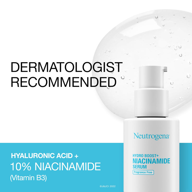 Neutrogena Hydro Boost + Niacinamide Serum for Face with Hyaluronic Acid & Vitamin B3, Multi-Action Face Serum to Hydrate & Improve Skin Complexion & Refine Look of Pores, Fragrance Free, 1 oz | Multi-Action Face Serum to Hydrate & Improve Skin Complex...