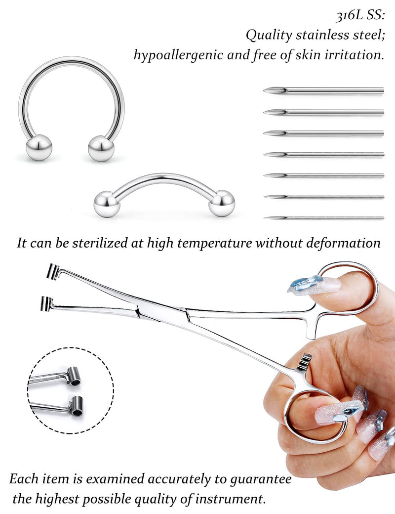[Australia] - Vsnnsns 9 Style 316L Surgical Steel Body Piercing Tools Kit Piercing Clamps Forceps Use for Nose Septum Lip Tongue Eyebrow Belly Rings Ear Dermal Piercing Jewelry Kit Tools Style 5, Piercing Needle Clamp Forceps 